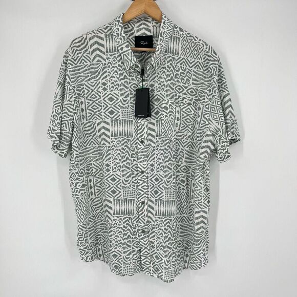 Rails Carson Block-Print Short-Sleeve Shirt Bambu Block Kalamata Mens XXL NWT - Picture 5 of 8